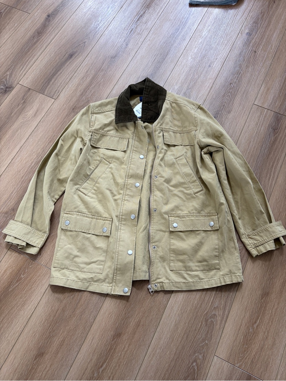 Womens Tan Field Jacket with Contrast Collar